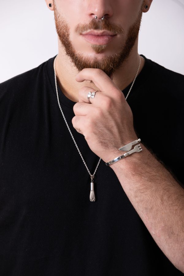 ⁦צמיד סכין-מזלג כסף⁩ – תמונה ⁦2⁩